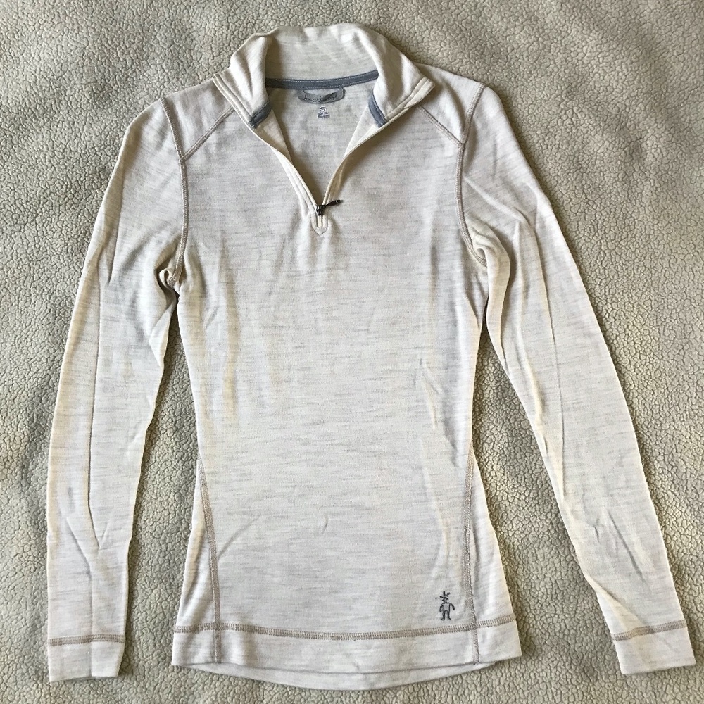 Smartwool Half Zip Heather Cream- small